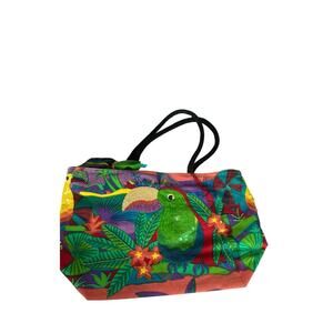 COLORFUL TROPICAL ANIMAL PRINT TOTE BAG